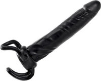 Чёрная насадка-фаллос для двойного проникновения INFLATABLE DILDO SLIM DONG - 13,5 см.