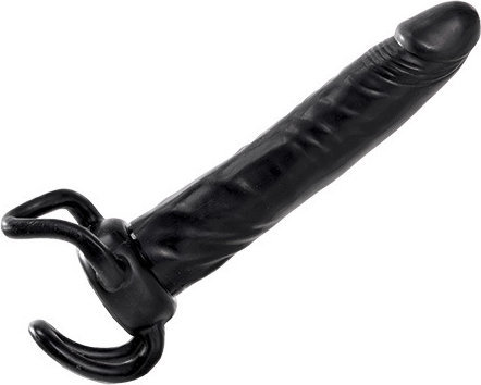 Чёрная насадка-фаллос для двойного проникновения INFLATABLE DILDO SLIM DONG - 13,5 см.
