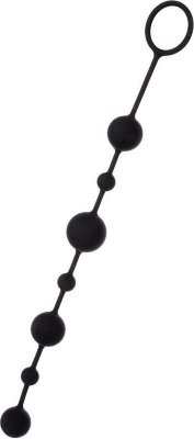 Черная анальная цепочка A-toys с шариками - 35,9 см.  Цена 1 520 руб. Длина: 35.9 см. Диаметр: 3.1 см. A-toys anal beads - состоит из 7 шариков разного диаметра и обеспечивает интенсивную стимуляцию чувствительных зон ануса. Первые шарики имеют меньший размер, благодаря чему введение и извлечение цепочки будет максимально комфортным. При помощи специального кольца секс-игрушкой легко манипулировать и извлекать из анального отверстия. Вы ощутите неповторимые приятные ощущения уже при введении первого звена и с каждым последующим удовольствие будет еще сильнее. Высококачественный и приятный на ощупь бархатистый силикон, анатомически продуманный рельеф, водостойкость — A-toys anal beads создан для того, чтобы доставить незабываемое удовольствие! Рабочая длина - 26,3 см. Минимальный диаметр - 1,2 см. Страна: Китай. Материал: силикон.
