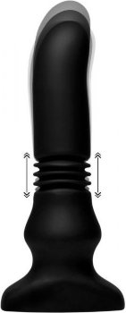 Черный фрикционный вибратор Silicone Vibrating Thrusting Plug with Remote Control - 17,1 см.