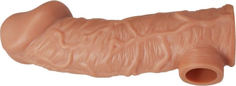 Телесная насадка на фаллос с фиксацией мошонки EXTREME SLEEVE - 15,6 см.