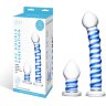Набор из 2 стеклянных игрушек с синей спиралью Swirly Dildo Buttplug Set