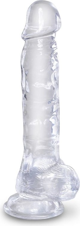 Прозрачный фаллоимитатор 8 Cock with Balls - 22,2 см.