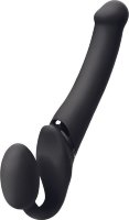 Черный безремневой вибрострапон Silicone Bendable Strap-On - size XL