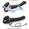 Черный безремневой вибрострапон Silicone Bendable Strap-On - size XL