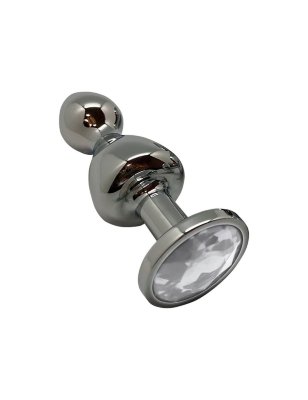 Серебристая анальная втулка Wooomy Lollypop M с прозрачным кристаллом - 9,4 см. Длина: 9.4 см. Диаметр: 3.1 см. Lollypop — это гладкая и приятная на ощупь металлическая анальная пробка с ярким кристаллом и двойным изгибом. Металл хорошо держит тепло, поэтому подойдет любителям температурных игр. Для охлаждения поместите пробку в холодильник, а для того, чтобы нагреть ее используйте водяную баню. Страна: Китай. Материал: металл.