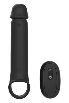 Черная насадка-удлинитель с вибрацией Vibrating Extender With Remote
