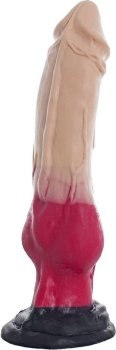 Бежево-розовый фаллоимитатор Оборотень - 28 см.