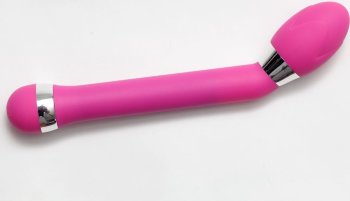 Розовый изогнутый вибратор для стимуляции точки G - 19 см.
