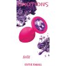 Малая розовая анальная пробка Emotions Cutie Small с фиолетовым кристаллом - 7,5 см.