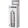 Прозрачная насадка на пенис TOYFA A-Toys с ребрами и точками - 15,3 см.
