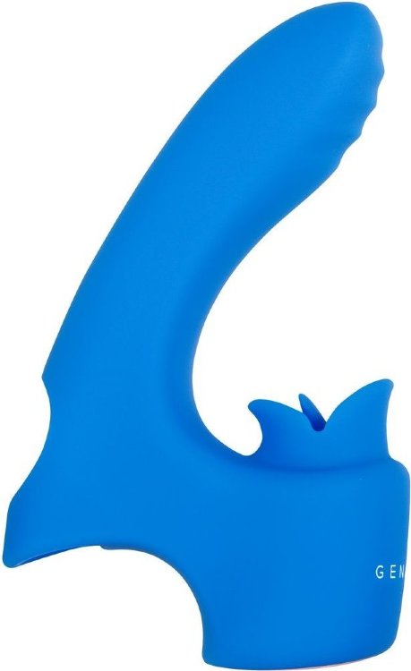 Синяя вибронасадка на палец с подвижным язычком Flick It