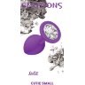 Малая фиолетовая анальная пробка Emotions Cutie Small с прозрачным кристаллом - 7,5 см.