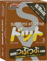 Презервативы Sagami Xtreme Feel Up с точечной текстурой и линиями прилегания - 3 шт.