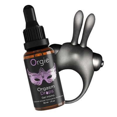 Набор для клиторальной стимуляции Orgasmic Bunny  Цена 8 306 руб. Достигните пика удовольствия с набором Orgie Orgasmic Bunny: легендарный гель Orgasm Drops и мощное силиконовое виброкольцо в форме кролика с 10 режимами вибрации. Компактный размер — гигантские ощущения. Orgasm Drops - гель для возбуждения, усиливает чувствительность клитора для невероятных оргазмов. Виброкольцо-кролик имеет 10 программ стимуляции. Ваш новый союзник в мире интенсивных ощущений. В комплекте: эрекционное кольцо, капли Orgasm Drops (30 мл.). GLYCERIN, POLYSORBATE 20, PROPYLENE GLYCOL, PHENoXYETHANoL, AQUA, MENTHA ARVENSIS LEAF OIL, SUCRALOSE, EUGENIA CARYOPHYLLUS FLOWER OIL, EUGENoL, ETHYLHEXYLGLYCERIN, AROMA, LIMONENE, TOCOPHEROL. Страна: Португалия. Батарейки: есть в комплекте.