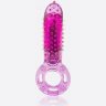 Фиолетовое эрекционное кольцо с вибрацией и пальчиком OYEAH PURPLE