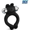 Черное силиконовое эрекционное виброкольцо Sex Expert