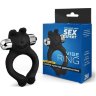 Черное силиконовое эрекционное виброкольцо Sex Expert