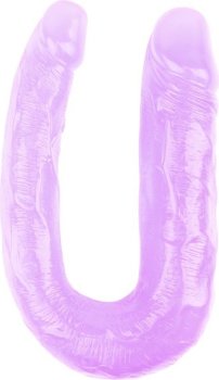Фиолетовый двусторонний фаллоимитатор Hi-Rubber - 34 см.