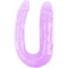 Фиолетовый двусторонний фаллоимитатор Hi-Rubber - 34 см.