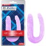 Фиолетовый двусторонний фаллоимитатор Hi-Rubber - 34 см.