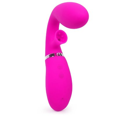 Ярко-розовый вибромассажёр с клиторальным отростком Magic Finger - 29 см.  Цена 1 799 руб. Длина: 29 см. Диаметр: 3 см. Оригинальный интимный аксессуар придётся по вкусу любителям многофункциональных секс-игрушек! Его эргономичная форма способствует лёгкому введению и дарит незабываемые ощущения во время эротических забав. Небольшой отросток с эффектом сосания стимулирует клитор. Остроты ощущениям добавляют разнообразные режимы вибрации. Работа эротического аксессуара регулируется с помощью кнопок на корпусе изделия. Вибромассажёр может использоваться соло или в парной любовной игре. Секс-игрушка изготовлена из мягкого материала, дарящего приятные тактильные ощущения. Рабочая длина - 12,5 см. Страна: Китай. Материал: силикон. Батарейки: встроенный аккумулятор.