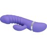 Сиреневый вибратор с рёбрами и клиторальным отростком Tracy - 18,8 см.