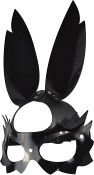 Черная лаковая кожаная маска Зайка с длинными ушками