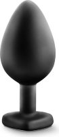 Черная анальная втулка с прозрачным кристаллом Bling Plug Medium - 8,2 см.