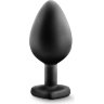 Черная анальная втулка с прозрачным кристаллом Bling Plug Medium - 8,2 см.