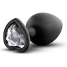 Черная анальная втулка с прозрачным кристаллом Bling Plug Medium - 8,2 см.