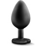 Черная анальная втулка с прозрачным кристаллом Bling Plug Medium - 8,2 см.