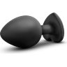 Черная анальная втулка с прозрачным кристаллом Bling Plug Medium - 8,2 см.