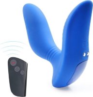 Синий вибромассажер простаты 3,5’’ Remote Control Curve P-spot Massager - 12 см.