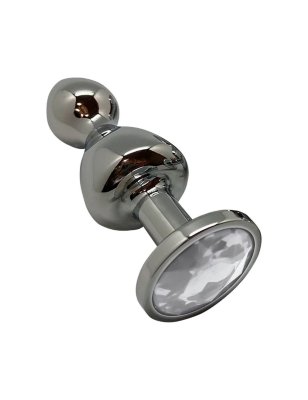 Серебристая анальная втулка Wooomy Lollypop L с прозрачным кристаллом - 10,5 см. Длина: 10.5 см. Диаметр: 3.5 см. Lollypop — это гладкая и приятная на ощупь металлическая анальная пробка с ярким кристаллом и двойным изгибом. Металл хорошо держит тепло, поэтому подойдет любителям температурных игр. Для охлаждения поместите пробку в холодильник, а для того, чтобы нагреть ее используйте водяную баню. Страна: Китай. Материал: металл.