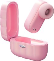 Розовый вакуумный стимулятор клитора Alggie Earphone с управлением через приложение