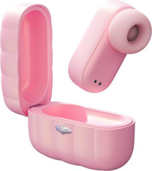 Розовый вакуумный стимулятор клитора Alggie Earphone с управлением через приложение