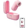 Розовый вакуумный стимулятор клитора Alggie Earphone с управлением через приложение