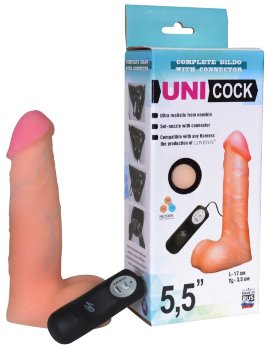 Фаллическая насадка Харнесс UNICOCK 5,5 с вибрацией - 17 см.
