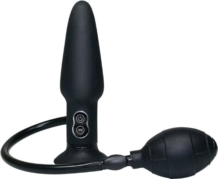 Анальный вибратор с функцией расширения True Black - 17 см.