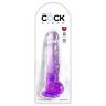 Фиолетовый фаллоимитатор с мошонкой на присоске 8’’ Cock with Balls - 22,2 см.