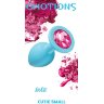 Малая голубая анальная пробка Emotions Cutie Small с розовым кристаллом - 7,5 см.