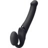 Черный безремневой вибрострапон Silicone Bendable Strap-On - size M