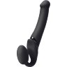 Черный безремневой вибрострапон Silicone Bendable Strap-On - size M