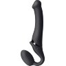 Черный безремневой вибрострапон Silicone Bendable Strap-On - size M
