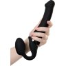 Черный безремневой вибрострапон Silicone Bendable Strap-On - size M