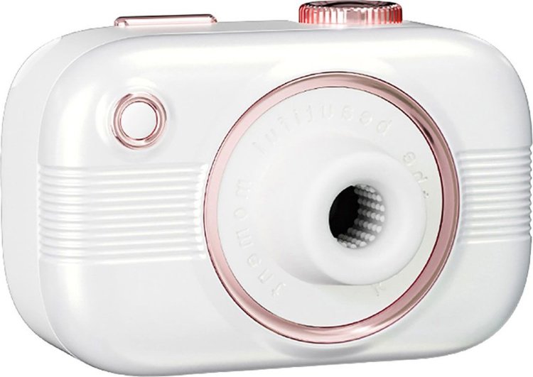 Белый стимулятор в форме фотоаппарата Alberta с вибрацией и вакуумом