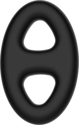 Чёрное эрекционное кольцо с петлёй для мошонки Длина: 8.4 см. Эрекционное кольцо - сдвоенное для пениса и мошонки. Внутренний диаметр - 1,95 см. Страна: Китай. Материал: силикон.