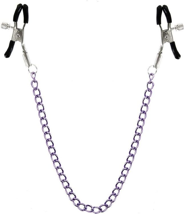 Зажимы для сосков с фиолетовой цепочкой Sweet Caress Nipple Chain