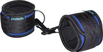Сине-черные неопреновые наручники с карабинами